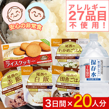 食料品アレルゲンフリーセット[3日間]×20人分