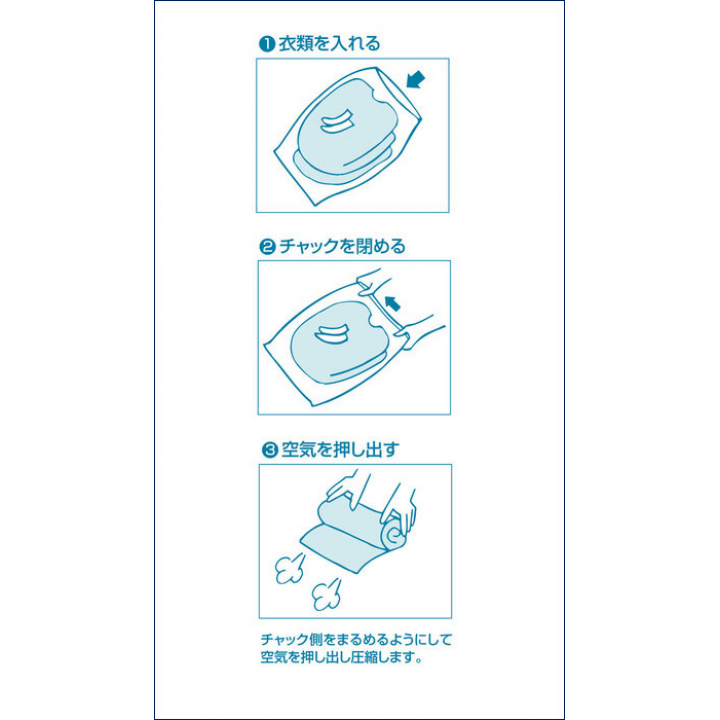 掃除機無しで圧縮VacPacアソート3枚入（ 圧縮袋 S/M/Lサイズ 各1枚）