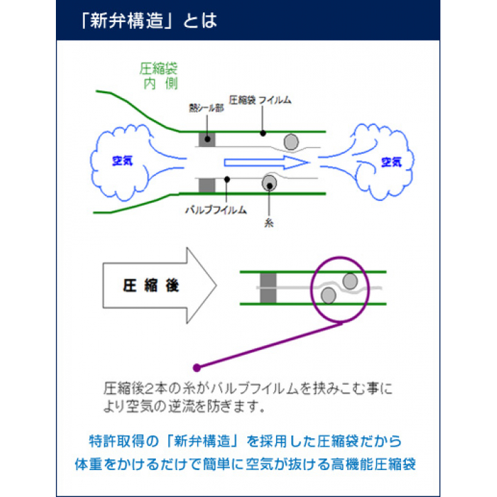 掃除機無しで圧縮VacPacアソート3枚入（ 圧縮袋 S/M/Lサイズ 各1枚）